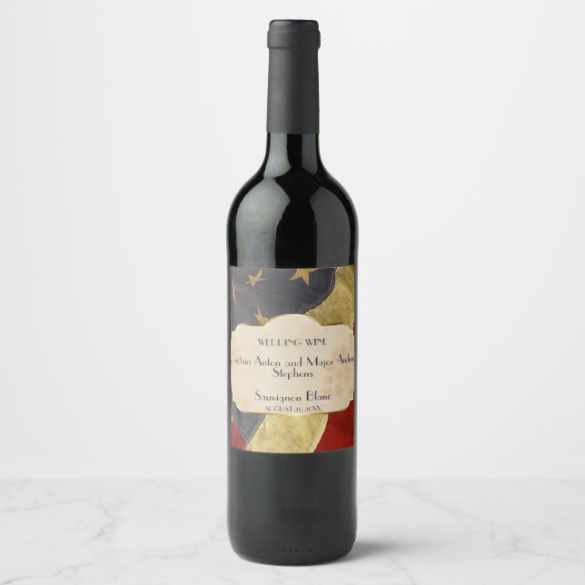 Militärische Hochzeitsweine - Patriotische Vintage Weinetikett (Vorderseite)