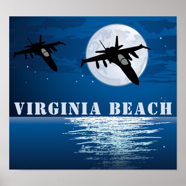 Militärische Jets mit Vollmond in Virginia Poster (Vorne)