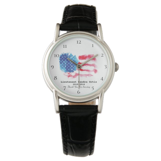*~* Militärische Mama Veteran Red White Blue US Fl Armbanduhr (Vorderseite)