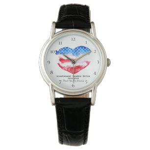 *~* Militärische Mama Veteran Red White Heart Flag Armbanduhr