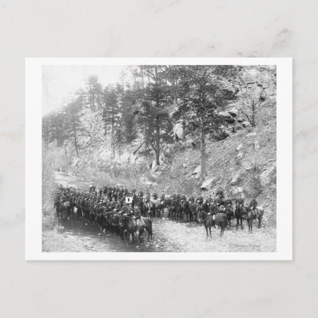 Militärische Männer in Reihen auf Pferderückenfoto Postkarte (Vorderseite)