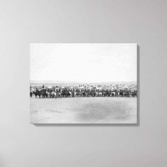 Militärische Männer mit 70 Lakota-Indianern Leinwanddruck (Vorderseite)