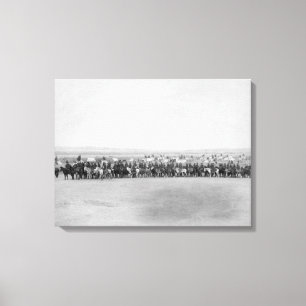 Militärische Männer mit 70 Lakota-Indianern Leinwanddruck