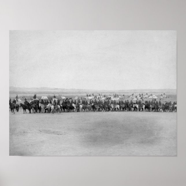 Militärische Männer mit 70 Lakota-Indianern Poster (Vorne)