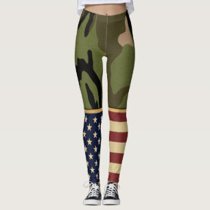 Militärische Patriotische Amerikanische Fahne-Camo Leggings