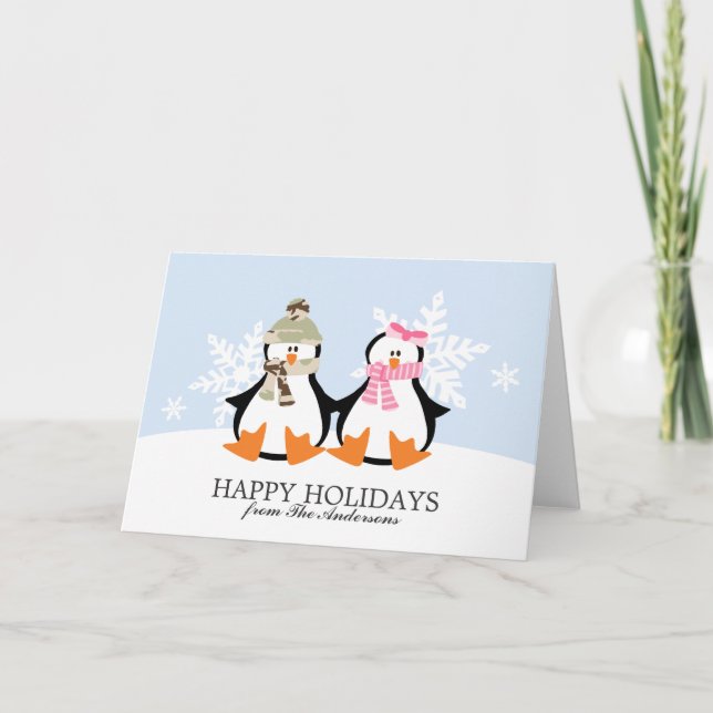 Militärische Pinguine - Weihnachtskarten Feiertagskarte (Vorderseite)