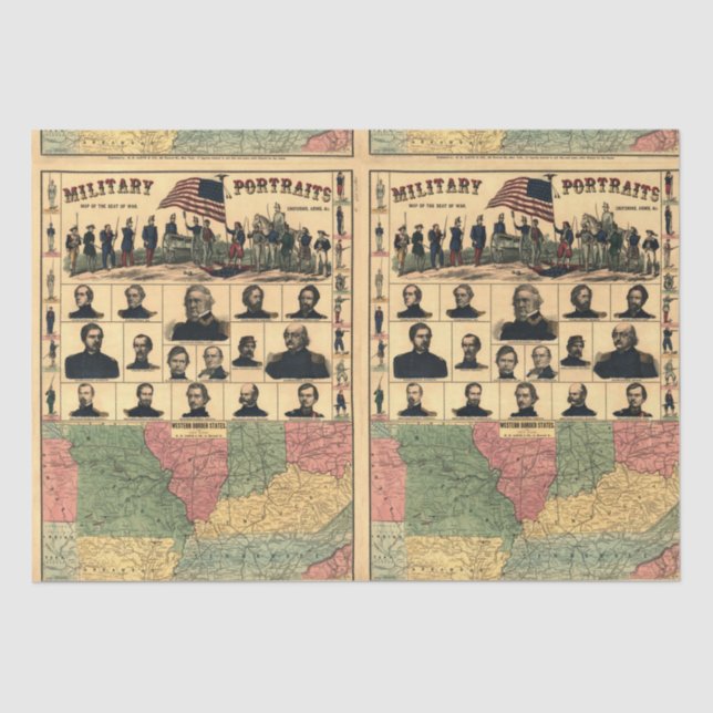 Militärische Portraits aus dem zivilen Krieg, wied Seidenpapier (Vorderseite)