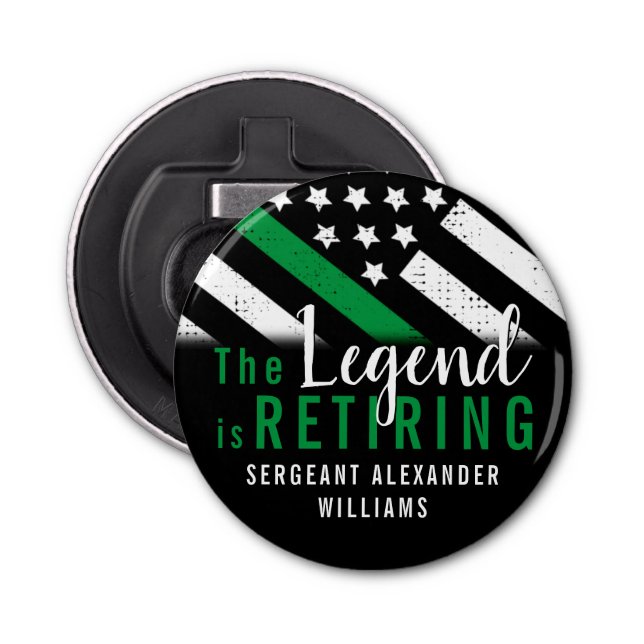 Militärische Rente - dünne, grüne Flagge - Armee Flaschenöffner (Vorderseite)