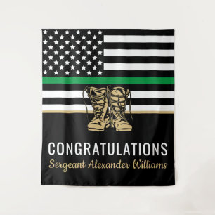 Militärische Rente - dünne, grüne Flagge - Armee Wandteppich