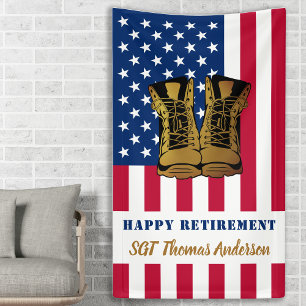 Militärische Rente USA Flag Gold Boots Banner