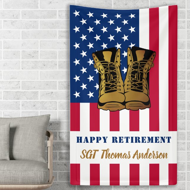 Militärische Rente USA Flag Gold Boots Banner (Von Creator hochgeladen)