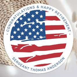 Militärische Rente USA Flag Patriotic Runder Aufkleber