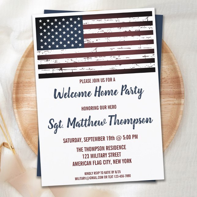 Militärische Soldatin Homecoming Party American Fl Einladung (Von Creator hochgeladen)