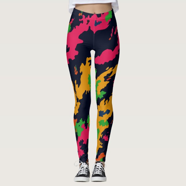 Militärische Streitkräfte Stil Neon Color Camoufla Leggings (Vorderseite)