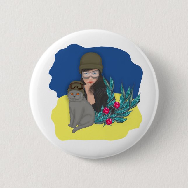Militärische ukrainische Frau Button (Vorderseite)