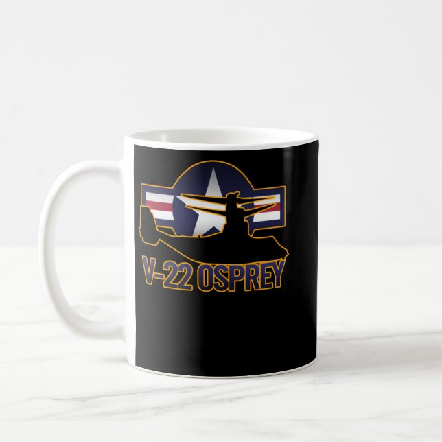 Militärische V22 Osprey Aircraft-Silhouette mit de Kaffeetasse (Links)