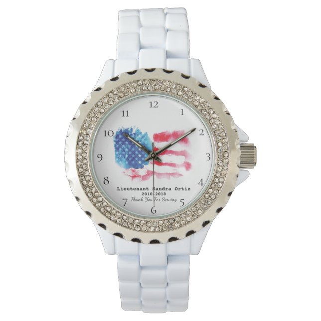 *~* Militärische Veteran Mama Red White Blue US Fl Armbanduhr (Vorderseite)