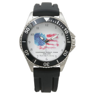 *~* Militärische Veteran Red White Blue US Flag Armbanduhr