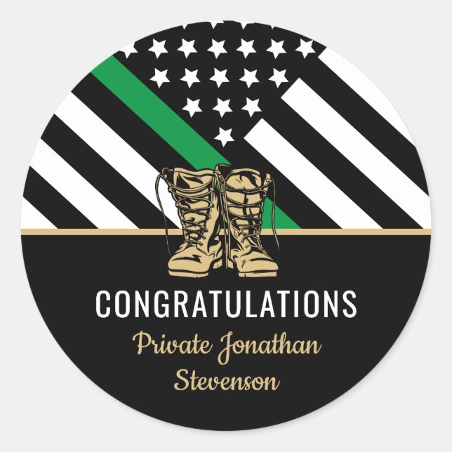 Militärischer Abschluss dünne grüne Linie Runder Aufkleber (Vorderseite)