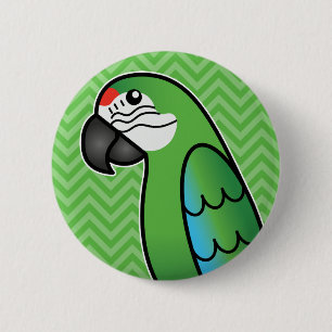 Militärischer Cartoon Macaw Parrot Bird Button