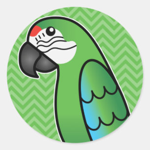Militärischer Cartoon Macaw Parrot Bird Runder Aufkleber