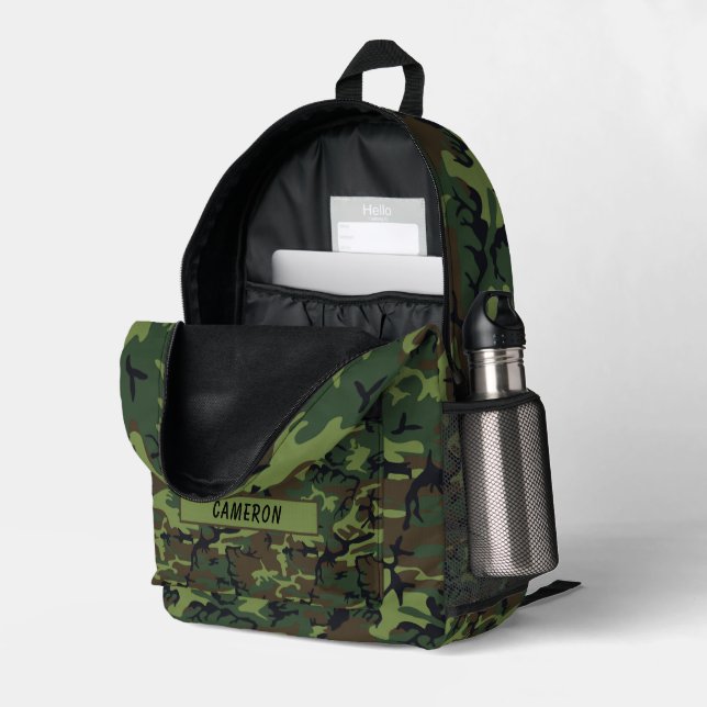 Militärischer Grünwald-Camouflage-Individuelle Nam Bedruckter Rucksack (Rückseitige Ecke links (Offen) )