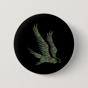 Militärischer Habicht-Tarnmuster-Raubvogel Veteran Button