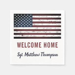  Militärischer Offizier unter amerikanischer Flag Serviette