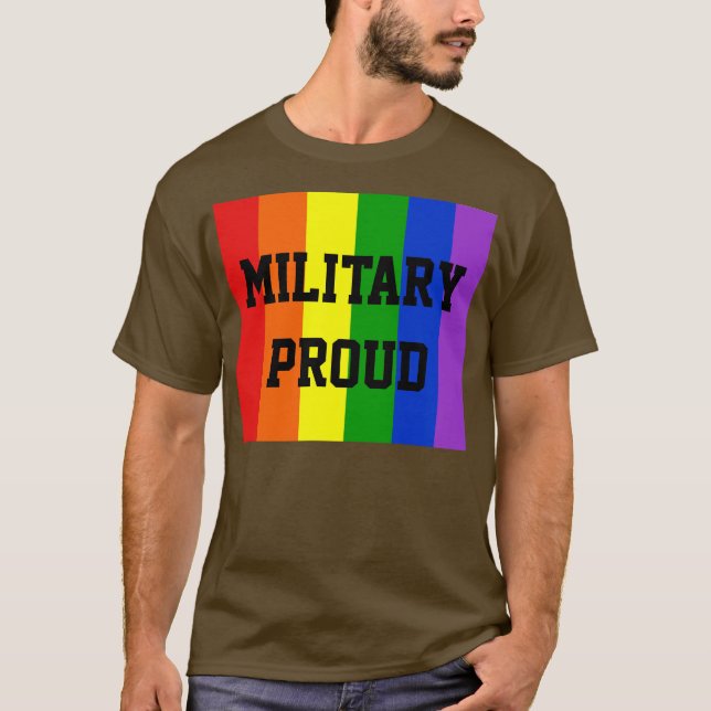 Militärischer Proud Gay Rainbow Dark T - Shirt (Vorderseite)