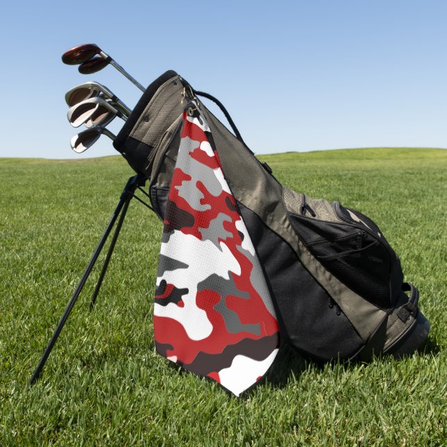 Militärischer Roter Camouflage Golfhandtuch (Gras)