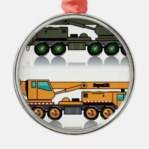 Militärischer schwerer Kran-LKW Silbernes Ornament