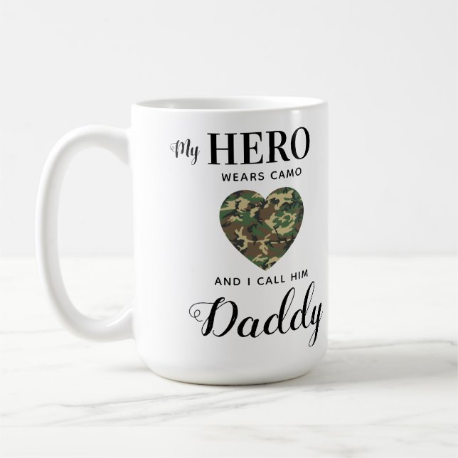 Militärischer Vater Mein Held trägt Camouflage Vät Kaffeetasse (Links)