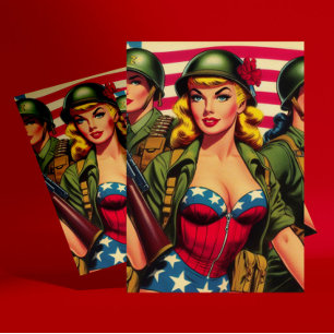 Militärisches Button des Vintagen Soldaten Postkarte