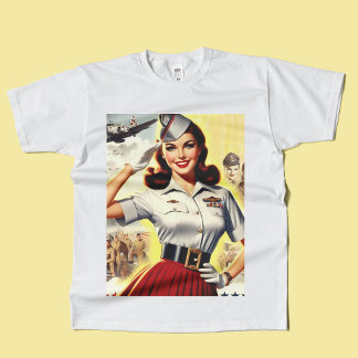 Militärisches Button im Retro-System T-Shirt