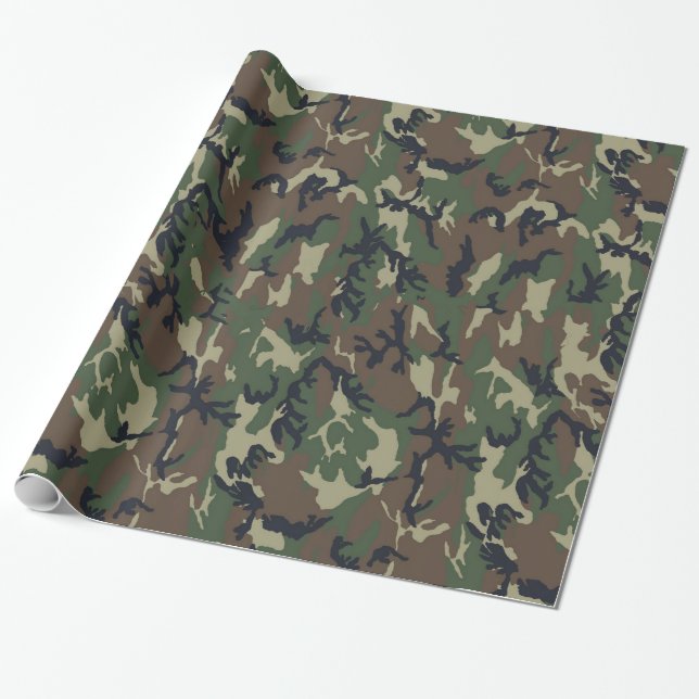 Militärisches Green Camouflage-Muster Geschenkpapier (Ungerollt)
