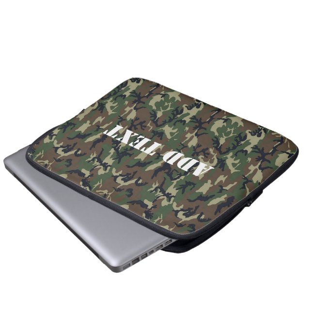Militärisches Green Camouflage-Muster Laptopschutzhülle (Vorne Knopf)