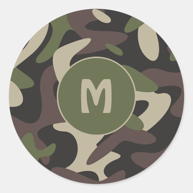 Militärisches, grün-braunes Muster Runder Aufkleber (Vorderseite)