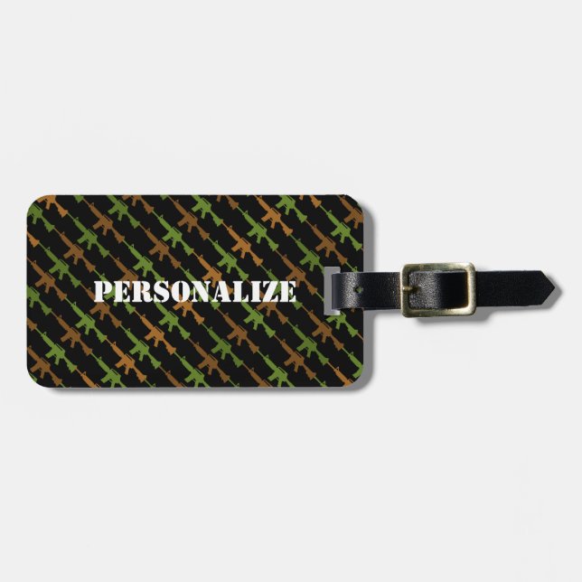 Militärisches Gun Camouflage GI Rifle Cool Black Gepäckanhänger (Vorderseite horizontal)