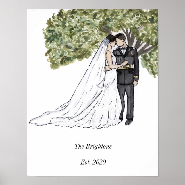Militärisches Hochzeitsportrait Poster (Vorne)