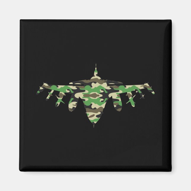 Militärisches Jet Tarnkampfflugzeug Silhouette Magnet (Vorne)