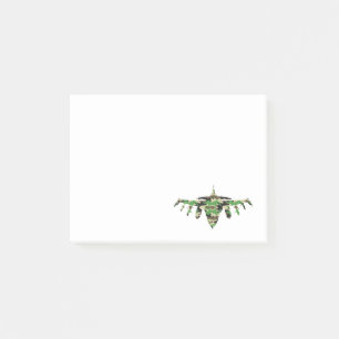 Militärisches Jet Tarnkampfflugzeug Silhouette Post-it Klebezettel