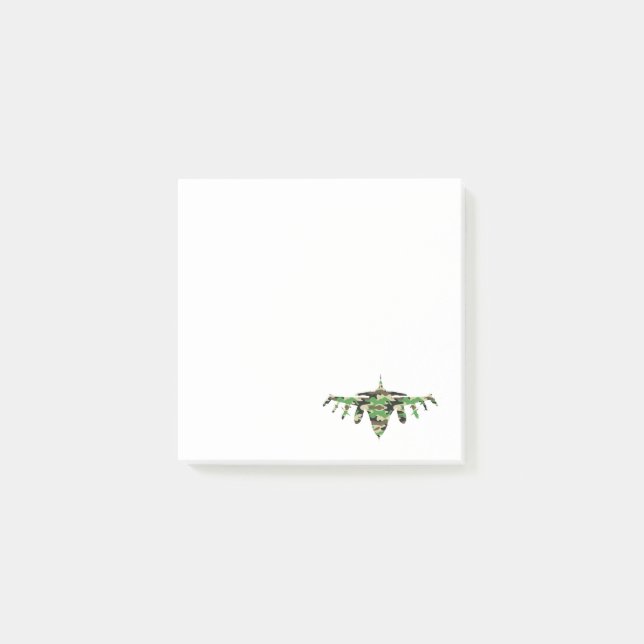 Militärisches Jet Tarnkampfflugzeug Silhouette Post-it Klebezettel (Vorderseite)