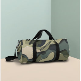 Militärisches Monogramm der Retro-Camouflage Duffle Bag