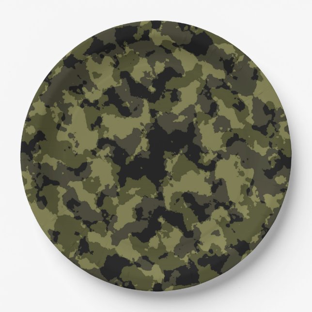 Militärisches Muster im Camouflage-Stil Pappteller (Vorderseite)