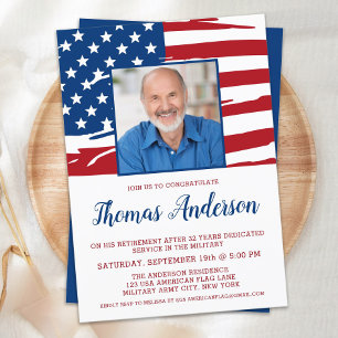 Militärisches Party Custom Foto USA Flag Einladung