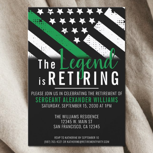 Militärisches Party für das Ruhestand von Waffen m Einladung (Military Thin Green Line Army Retirement Party Invitation)