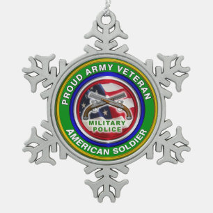 Militärisches Polizeikorps der Proud-Armee Vetera Schneeflocken Zinn-Ornament