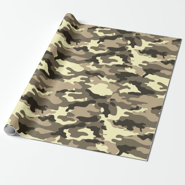 Militärisches Sepia Dusty Brown Camouflage Camoufl Geschenkpapier (Ungerollt)