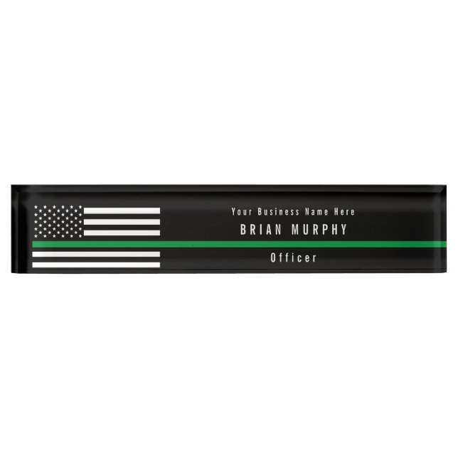 Militärisches Thin Green Line-Monogramm Namensplakette (Vorderseite)