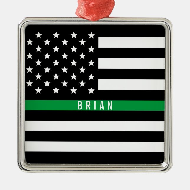 Militärisches Thin Green Line-Monogramm Ornament Aus Metall (Vorne)